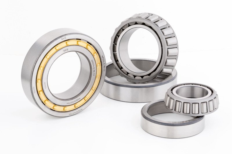 Austrian-made cylindrical roller bearing from NKE and two taper roller bearings from Fersa